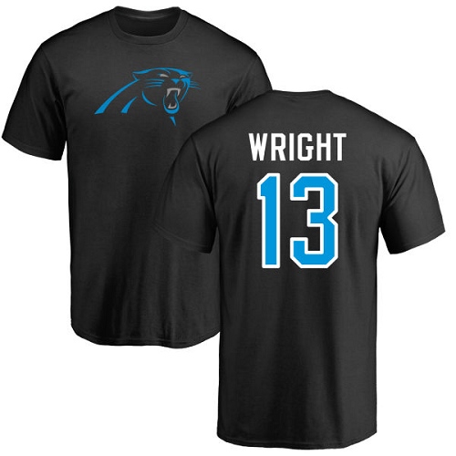 Carolina Panthers Men Black Jarius Wright Name and Number Logo NFL Football #13 T Shirt